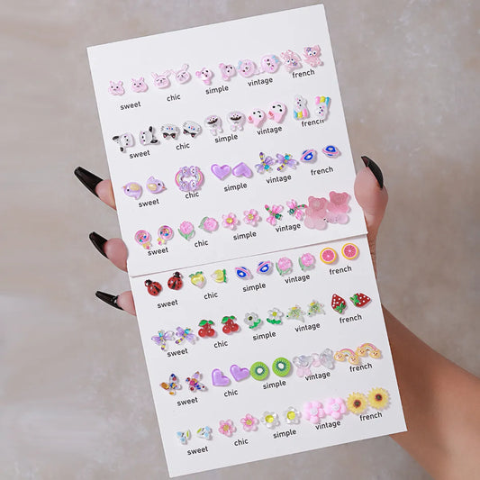 1 Set Cute Cartoon Resin Ear Studs