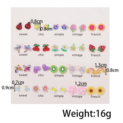 1 Set Cute Cartoon Resin Ear Studs