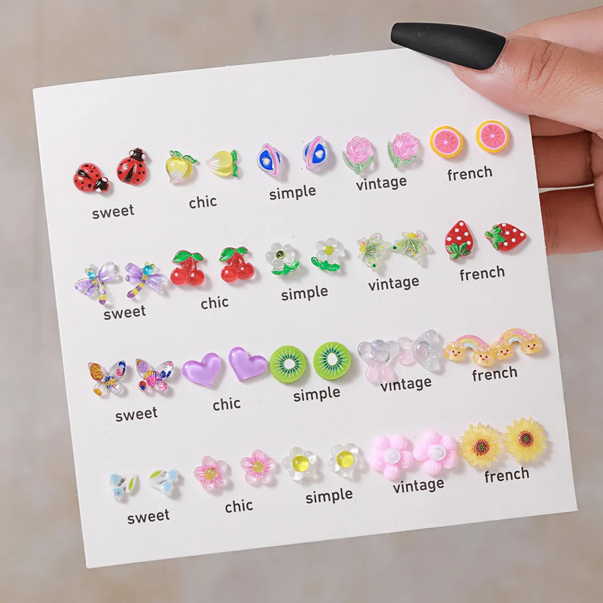 1 Set Cute Cartoon Resin Ear Studs