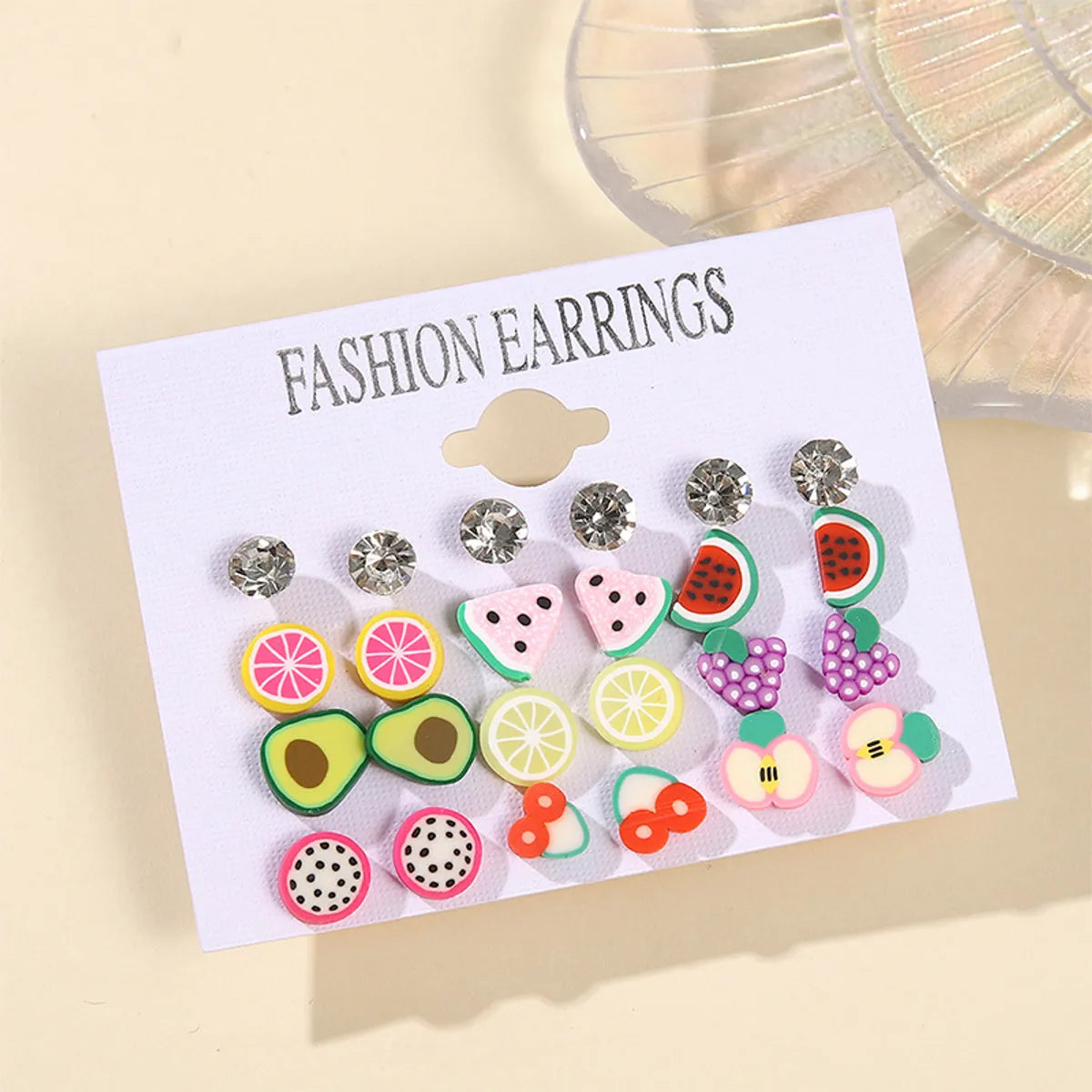 1 Set Cute Fruit Flower Plastic Ear Studs