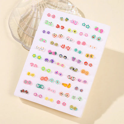 1 Set Cute Fruit Flower Plastic Ear Studs