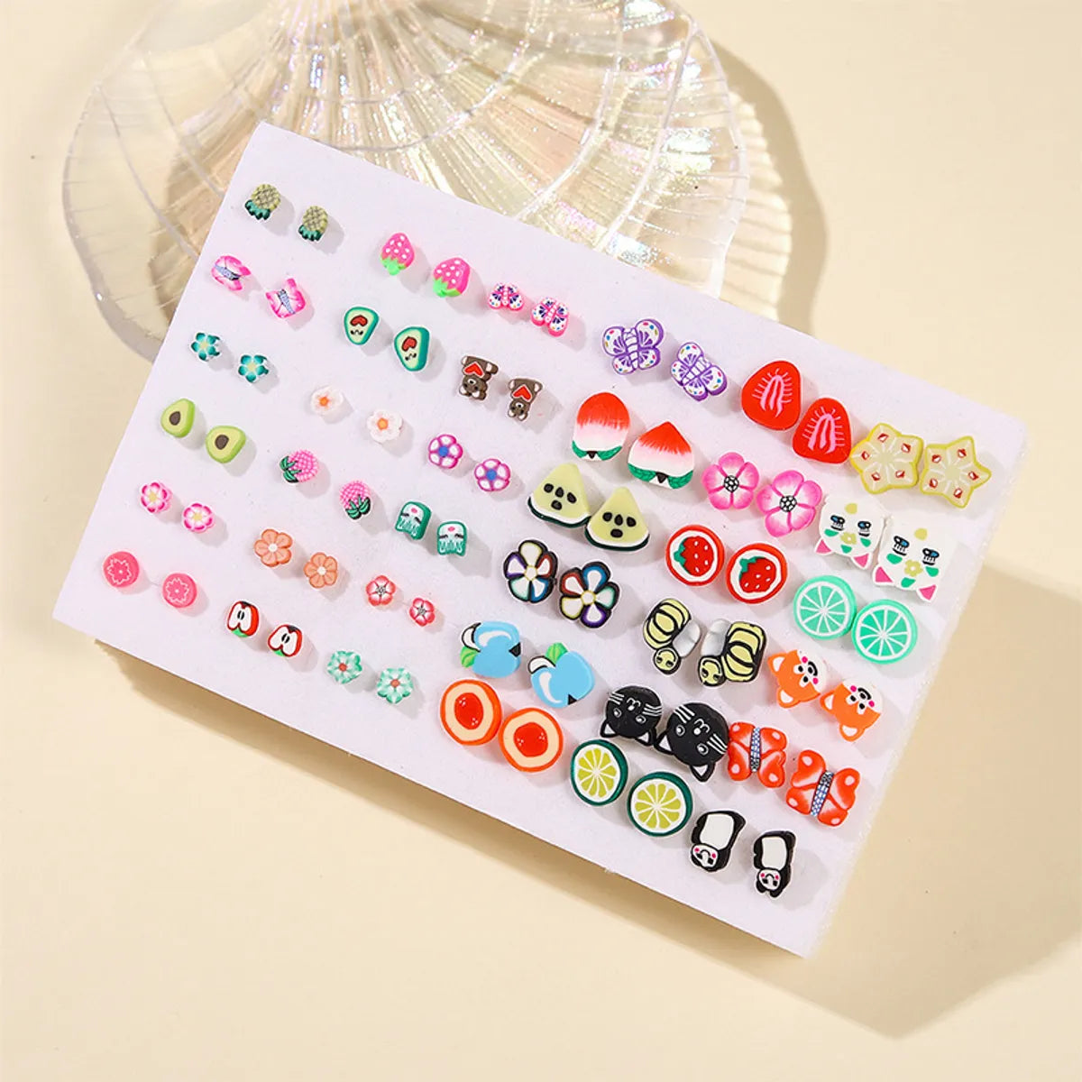 1 Set Cute Fruit Flower Plastic Ear Studs