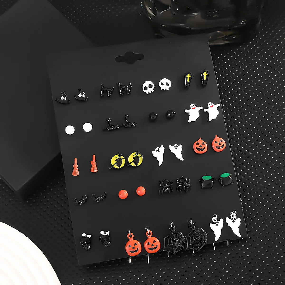 1 Set Cute Funny Halloween Pattern Pumpkin Skull Plating Alloy Ear Studs