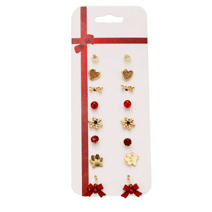 1 Set Cute Heart Shape Bow Knot Enamel Alloy Drop Earrings