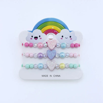 1 Set Cute Heart Shape Plastic Beaded Kid'S Bracelets