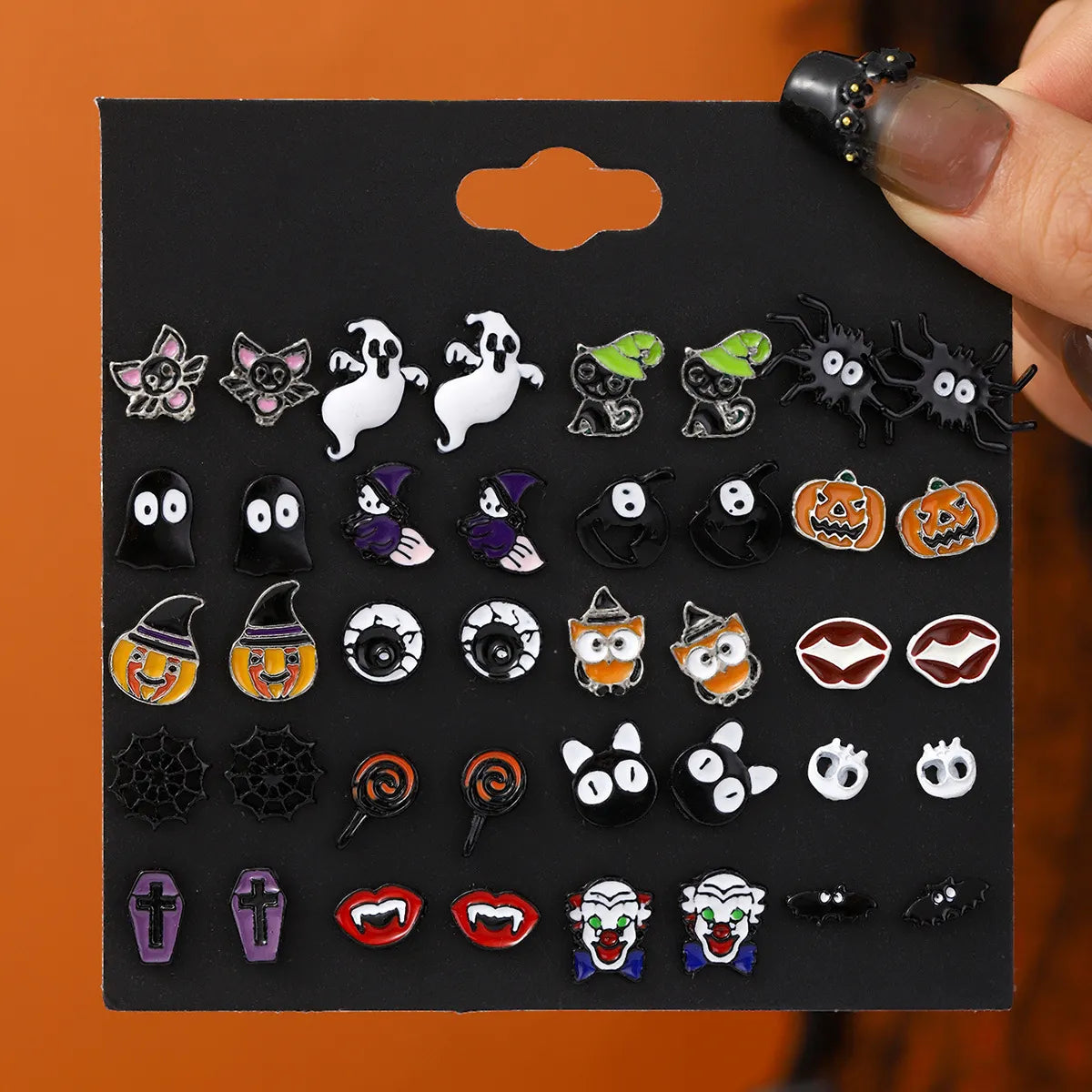 1 Set Cute Pumpkin Skull Alloy Ear Studs