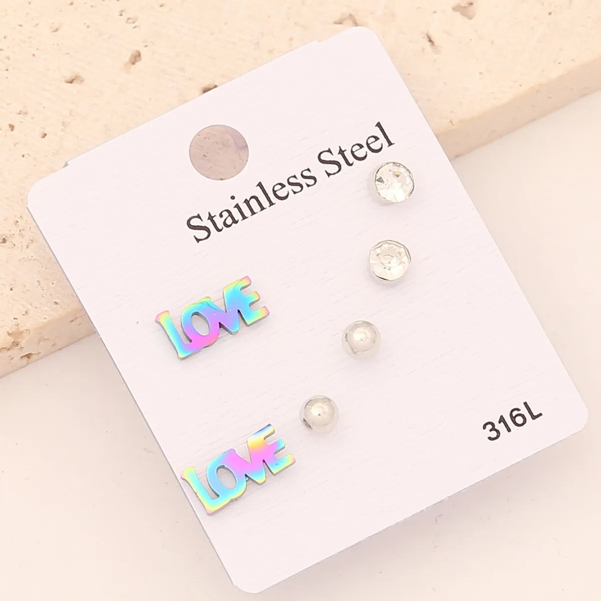 1 Set Cute Romantic Heart Shape Crown Butterfly Plating Inlay Stainless Steel Zircon Ear Studs