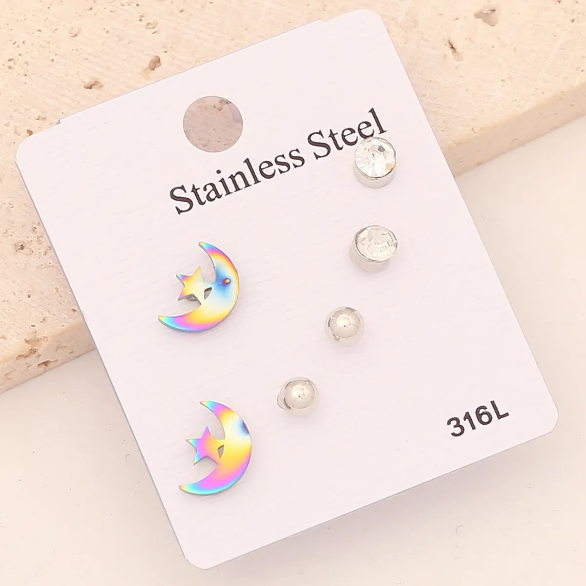 1 Set Cute Romantic Heart Shape Crown Butterfly Plating Inlay Stainless Steel Zircon Ear Studs