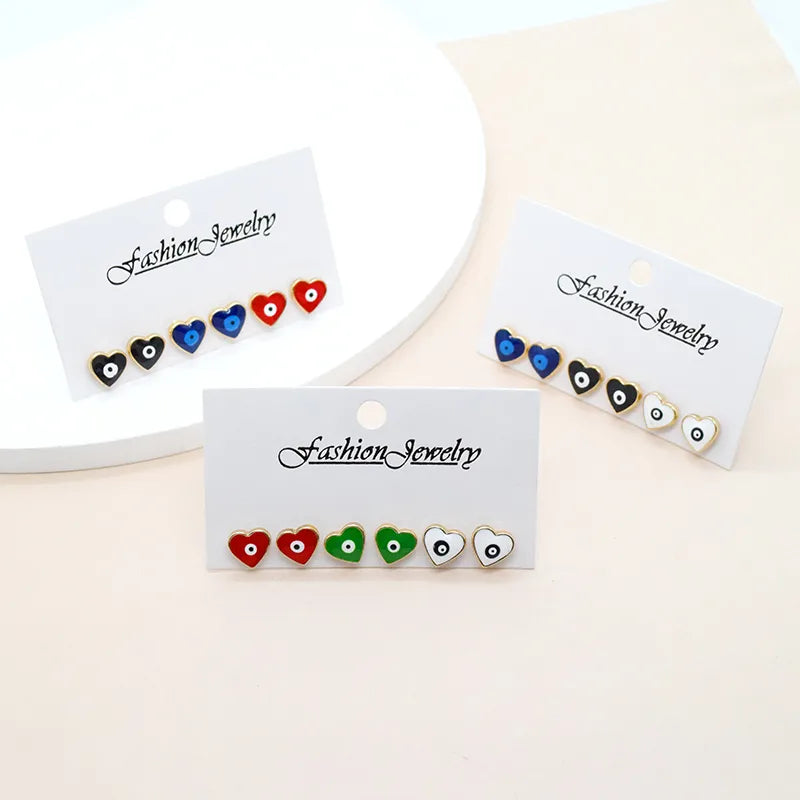 1 Set Cute Simple Style Heart Shape Alloy Ear Studs