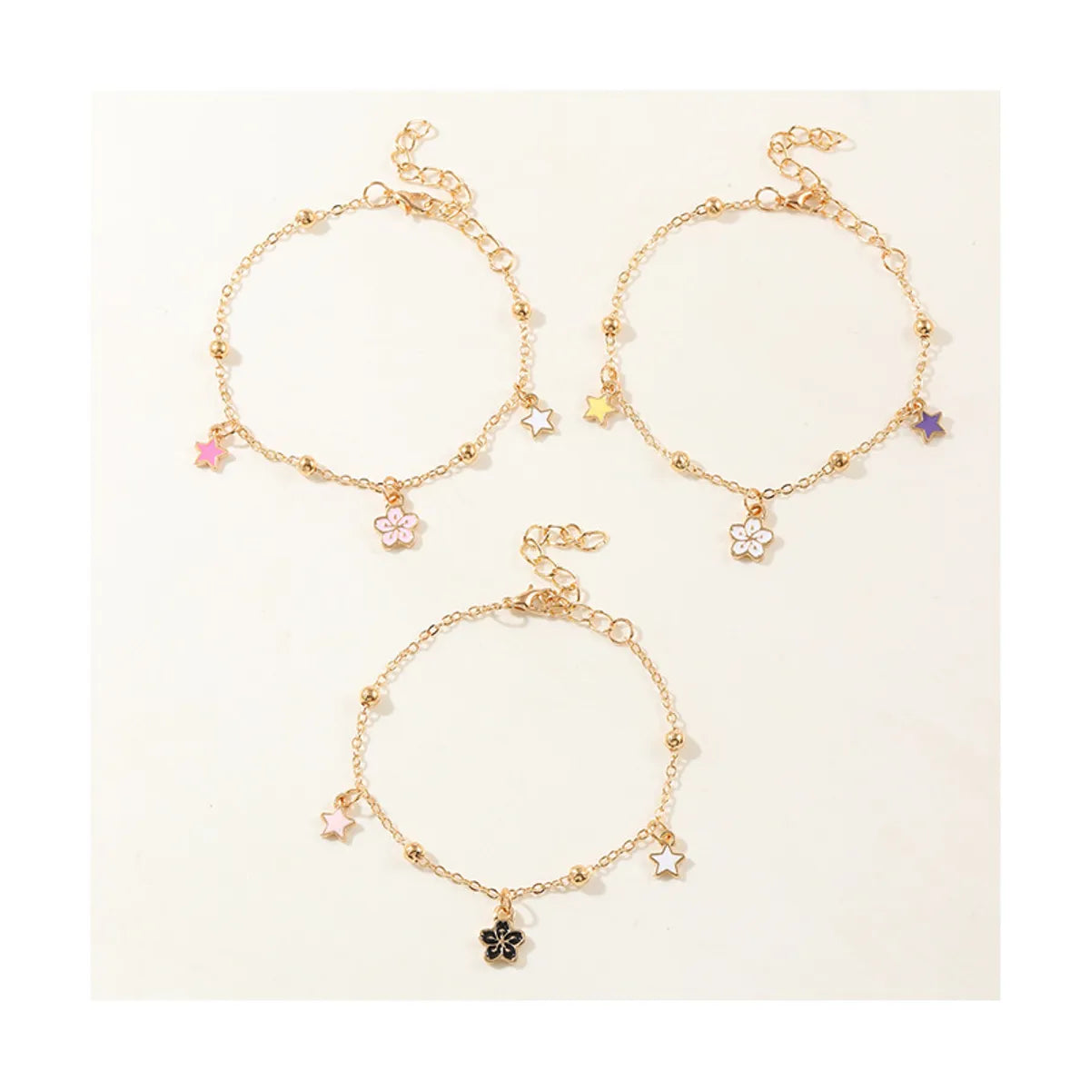 Cute Star Heart Shape Flower Metal Girl's Bracelets