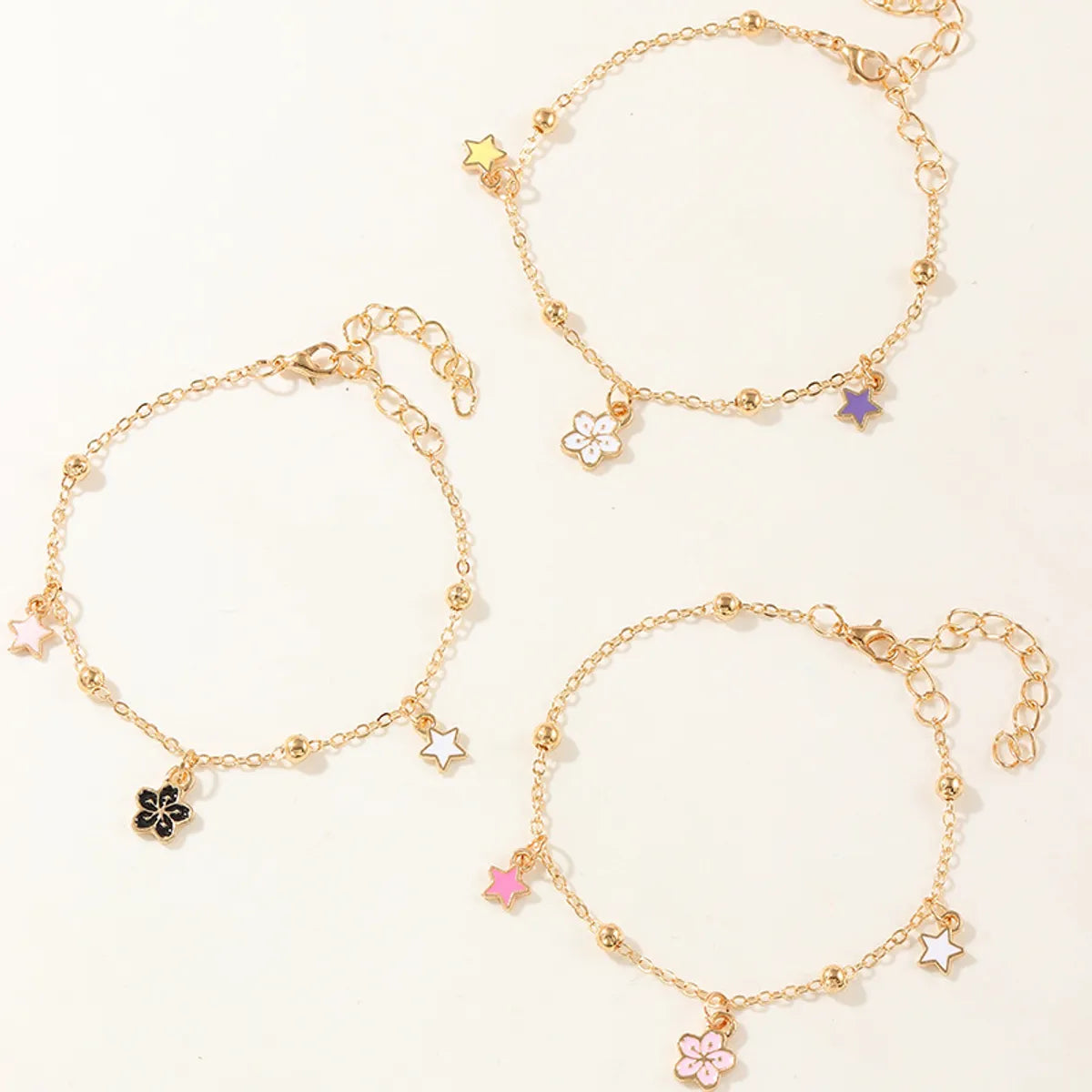 Cute Star Heart Shape Flower Metal Girl's Bracelets