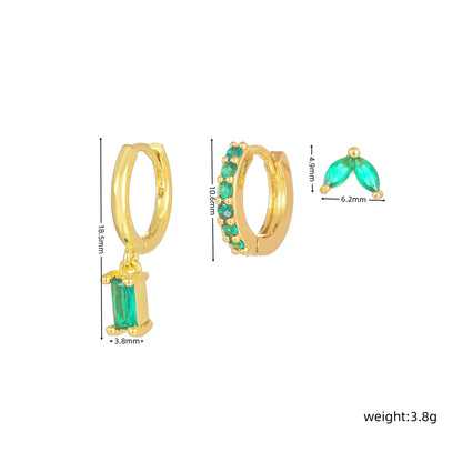 1 Set Cute Sweet Geometric Plating Inlay Brass Zircon 18K Gold Plated Drop Earrings