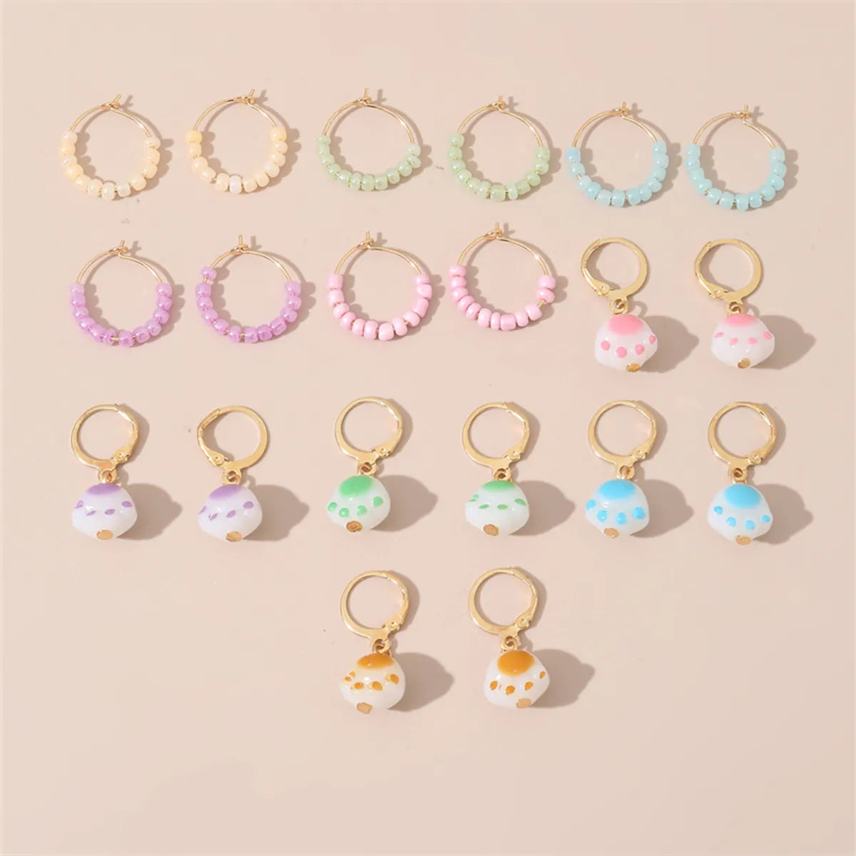 1 Set Cute Sweet Heart Shape Butterfly Beaded Hollow Out Alloy Earrings