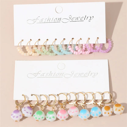 1 Set Cute Sweet Heart Shape Butterfly Beaded Hollow Out Alloy Earrings