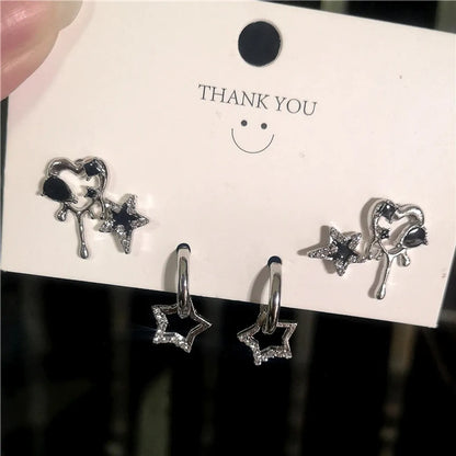 1 Set Cute Sweet Star Butterfly Plating Inlay Alloy Artificial Crystal Drop Earrings