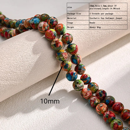 Diameter 4mm Diameter 6 Mm Diameter 8mm Hole Under 1mm Hole 1~1.9mm Beaded Artificial Gemstones Natural Stone Imperial Jasper Multicolor Color Block Polished Beads