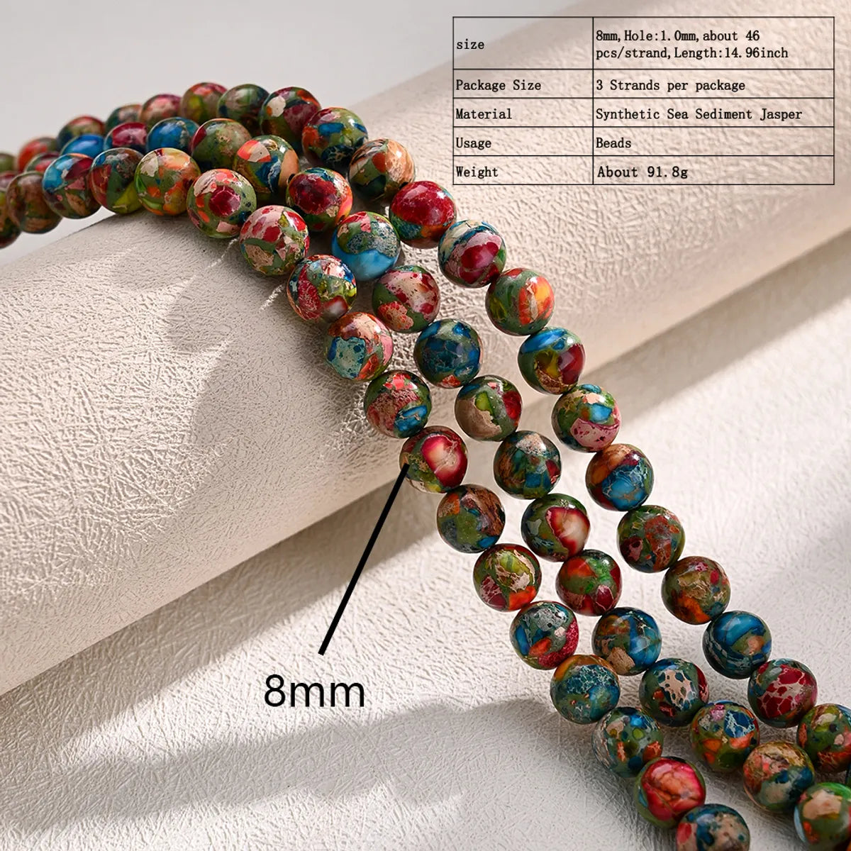 Diameter 4mm Diameter 6 Mm Diameter 8mm Hole Under 1mm Hole 1~1.9mm Beaded Artificial Gemstones Natural Stone Imperial Jasper Multicolor Color Block Polished Beads