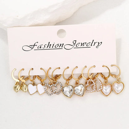 1 Set Elegant Basic Lady Heart Shape Plating Inlay Alloy Zircon Drop Earrings