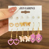 1 Set Elegant Heart Shape Flower Butterfly Alloy Plating Inlay Artificial Gemstones Women'S Drop Earrings Ear Studs