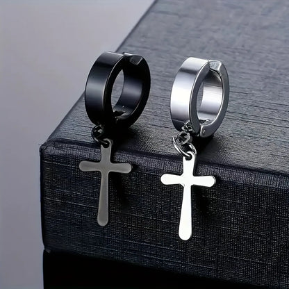 1 Set Elegant Punk Streetwear Cross Solid Color 304 Stainless Steel Ear Cuffs