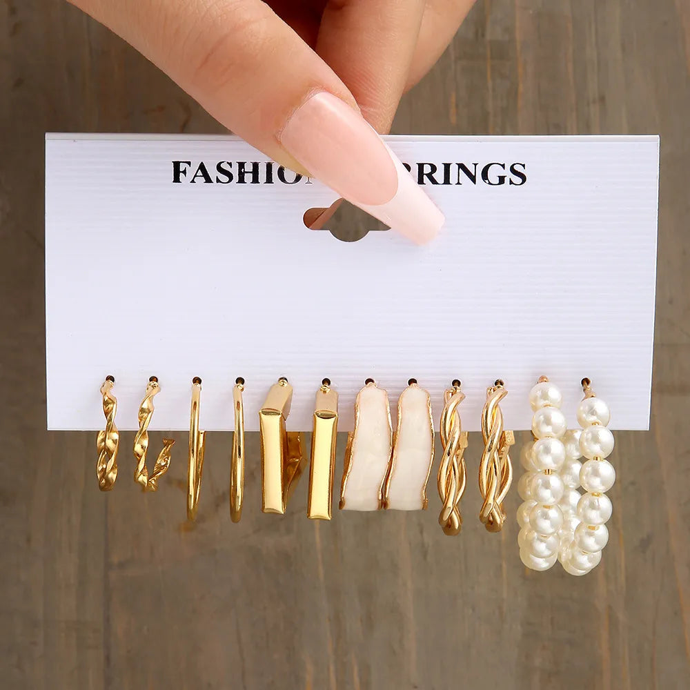 1 Set Elegant Simple Style Geometric Plating Alloy Earrings