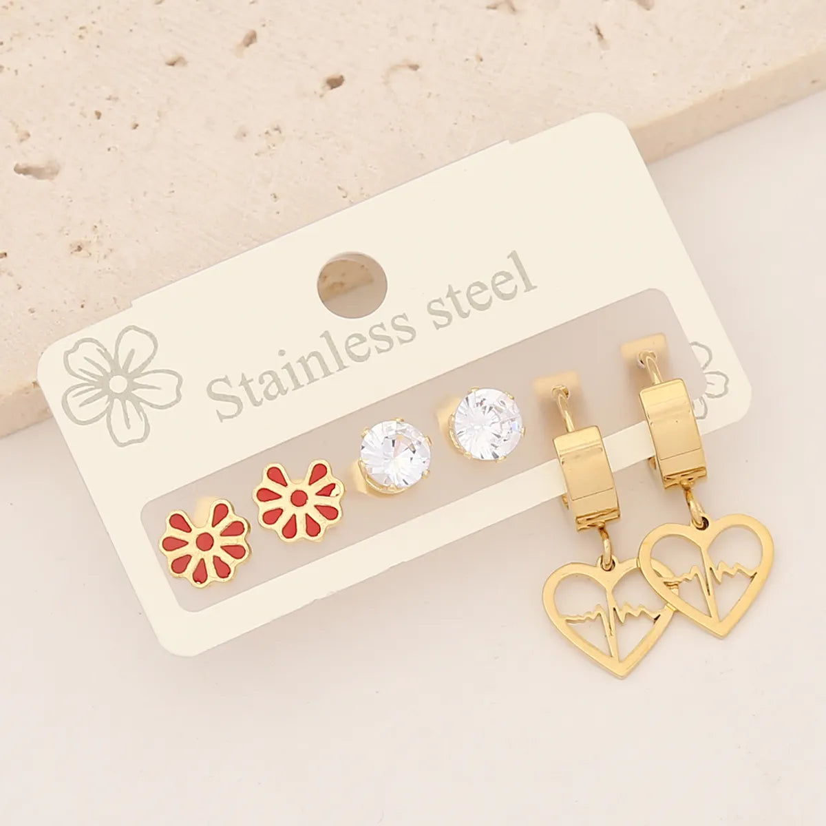 1 Set Elegant Simple Style Heart Shape Butterfly Plating Stainless Steel Drop Earrings