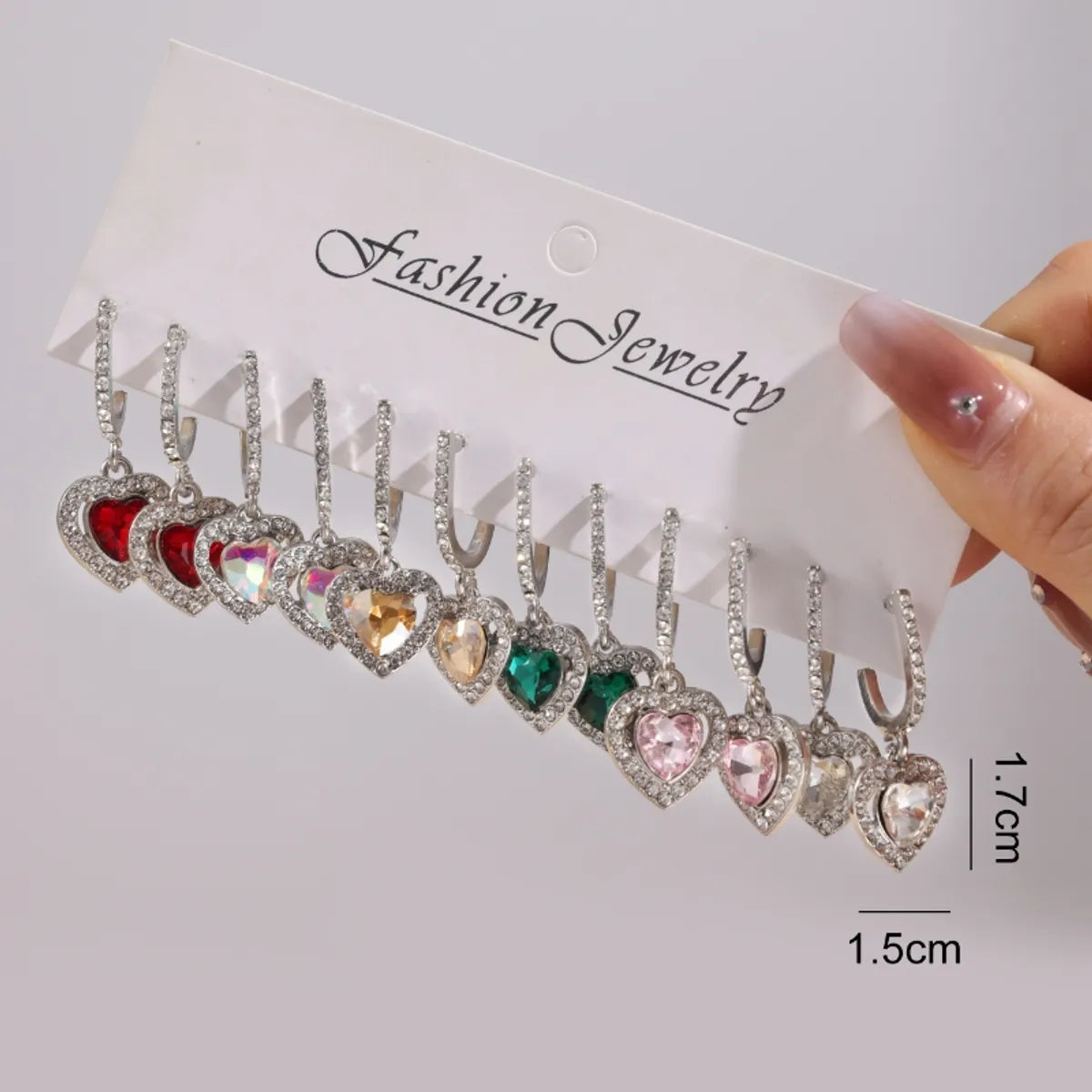 1 Set Elegant Streetwear Heart Shape Inlay Alloy Glass Silver Plated Drop Earrings