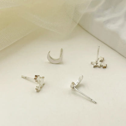 1 Set Elegant Sweet Star Moon Stainless Steel Ear Studs