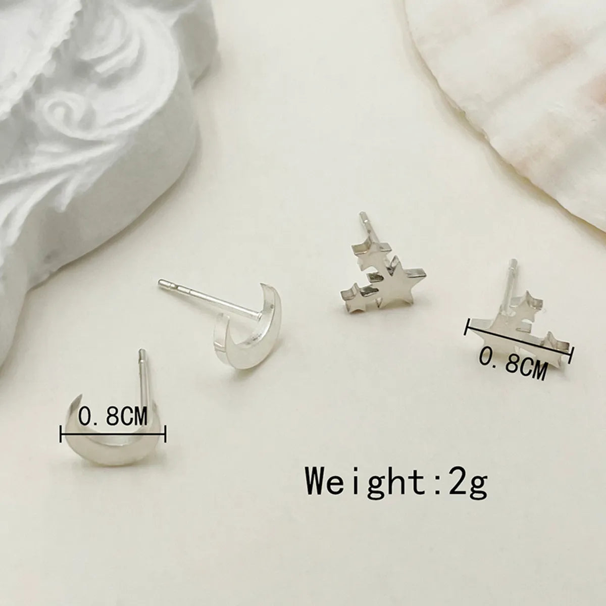 1 Set Elegant Sweet Star Moon Stainless Steel Ear Studs