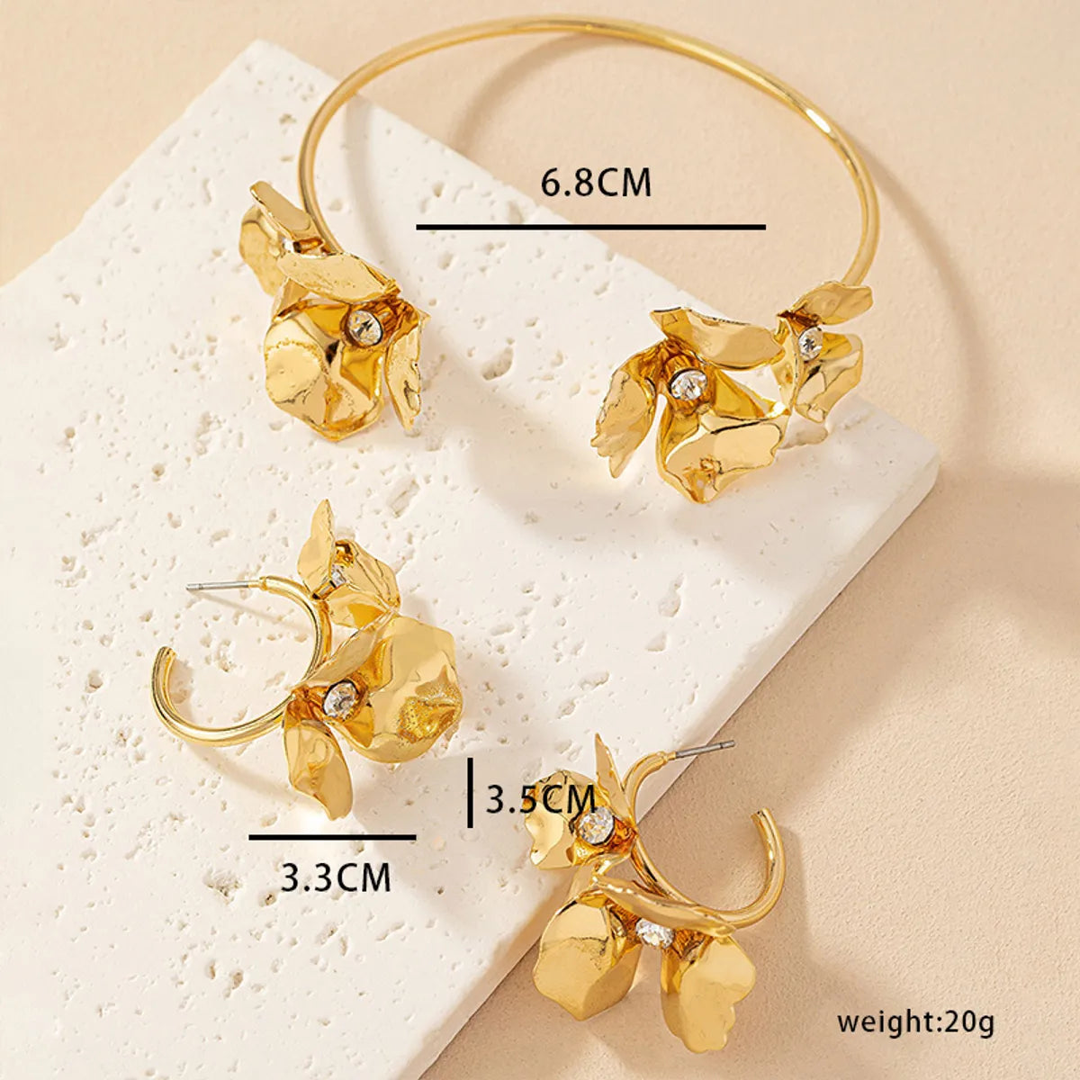 1 Set Elegant Vintage Style Flower Plating Inlay Metal Zircon Hoop Earrings