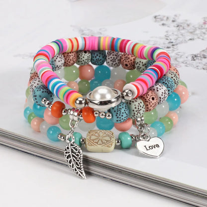 1 Set Ethnic Style Geometric Letter Heart Shape Beaded Arylic Alloy Women's Bracelets