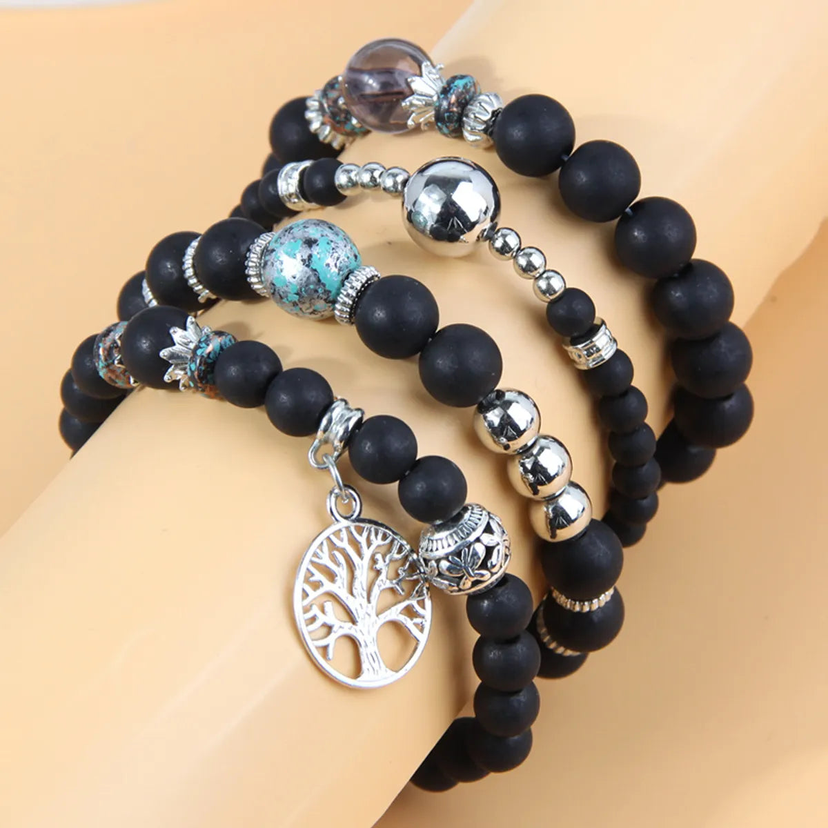 1 Set Ethnic Style Tree Alloy Resin Beaded Women's Bracelets