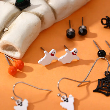 1 Set Exaggerated Funny Halloween Pattern Spider Spider Web Arylic Ear Studs