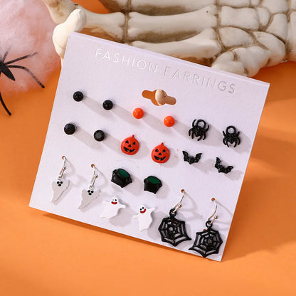 1 Set Exaggerated Funny Halloween Pattern Spider Spider Web Arylic Ear Studs