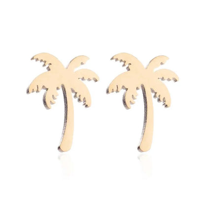 Wholesale Jewelry Fashion Coconut Tree 201 Stainless Steel 18K Gold Plated Earrings Necklace