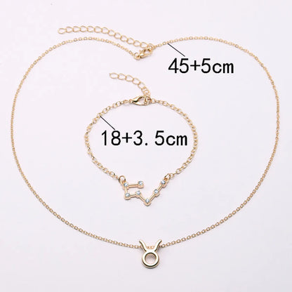 1 Set Fashion Constellation Alloy Plating Rhinestones Unisex Bracelets Necklace