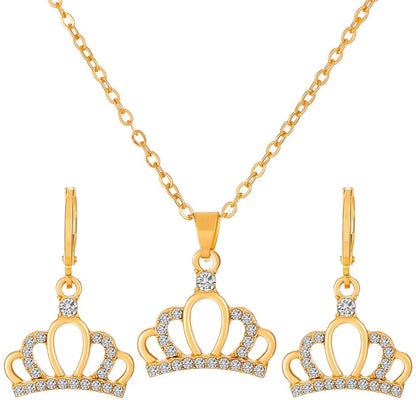 1 Set Fashion Crown Butterfly Notes Alloy Inlay Rhinestones Women'S Jewelry Set