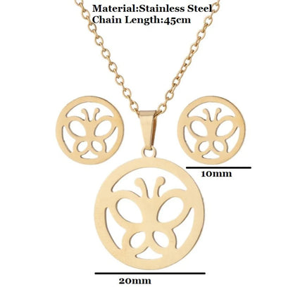 Wholesale Jewelry Fashion Geometric Animal 201 Stainless Steel 18K Gold Plated Plating Earrings Necklace