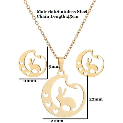 Wholesale Jewelry Fashion Geometric Animal 201 Stainless Steel 18K Gold Plated Plating Earrings Necklace