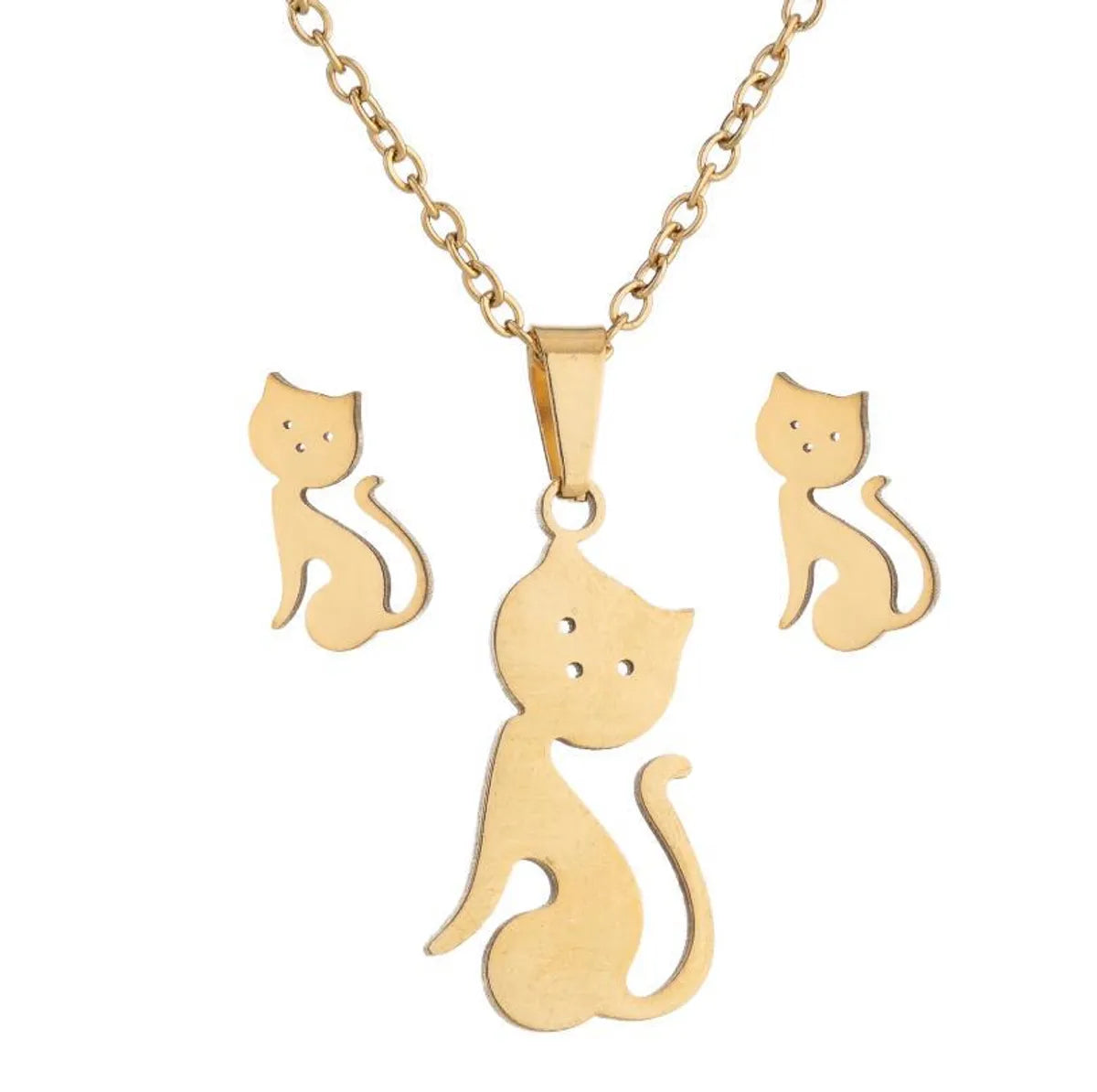 Wholesale Jewelry Fashion Geometric Animal 201 Stainless Steel 18K Gold Plated Plating Earrings Necklace