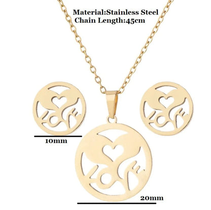 Wholesale Jewelry Fashion Geometric Animal 201 Stainless Steel 18K Gold Plated Plating Earrings Necklace