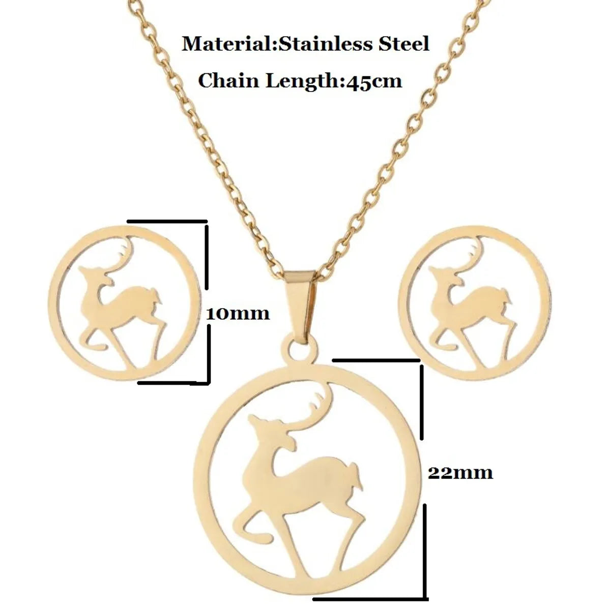 Wholesale Jewelry Fashion Geometric Animal 201 Stainless Steel 18K Gold Plated Plating Earrings Necklace