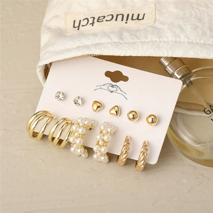 1 Set Fashion Heart Shape Alloy Inlay Rhinestones Pearl Women'S Drop Earrings Earrings Ear Studs