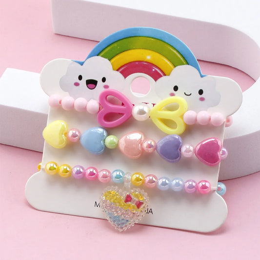 1 Set Fashion Heart Shape Plastic Resin Kid's Bracelets