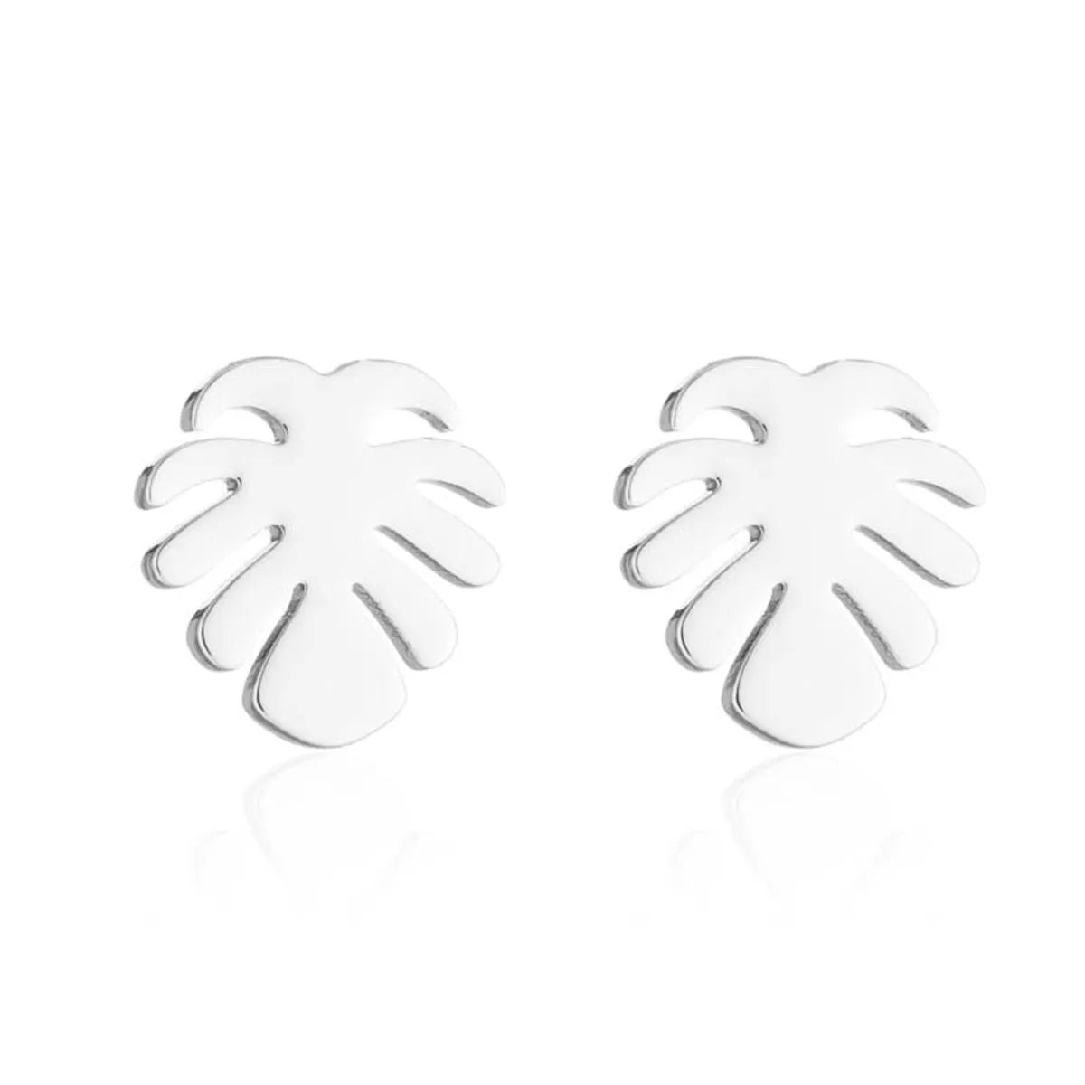 1 Set Fashion Leaves Stainless Steel Plating Earrings Necklace