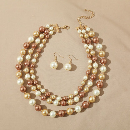 1 Set Fashion Simple Style Commute Round Artificial Pearl Plating Silver Plated Women's Necklace