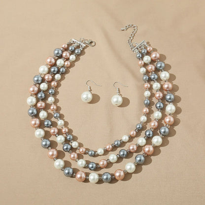 1 Set Fashion Simple Style Commute Round Artificial Pearl Plating Silver Plated Women's Necklace