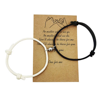 1 Set Fashion Solid Color Alloy Rope Couple Bracelets