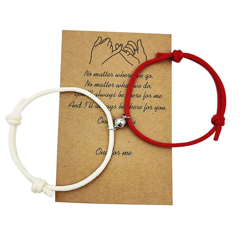 1 Set Fashion Solid Color Alloy Rope Couple Bracelets