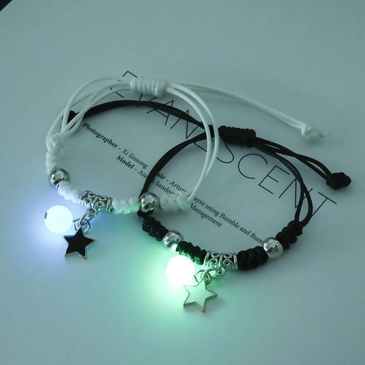 1 Set Fashion Star Alloy Resin Rope Luminous Unisex Bracelets